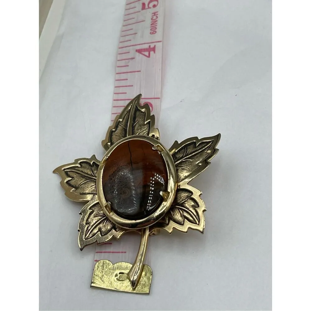 Stunning vintage statement brooch Brecciated Jasper Brown - Image 7