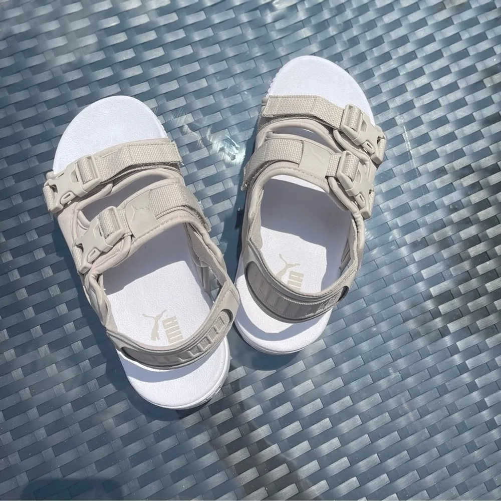 PUMA sport sandals open sneakers with two buckles chunky platform beige Sz US 7 - Image 7