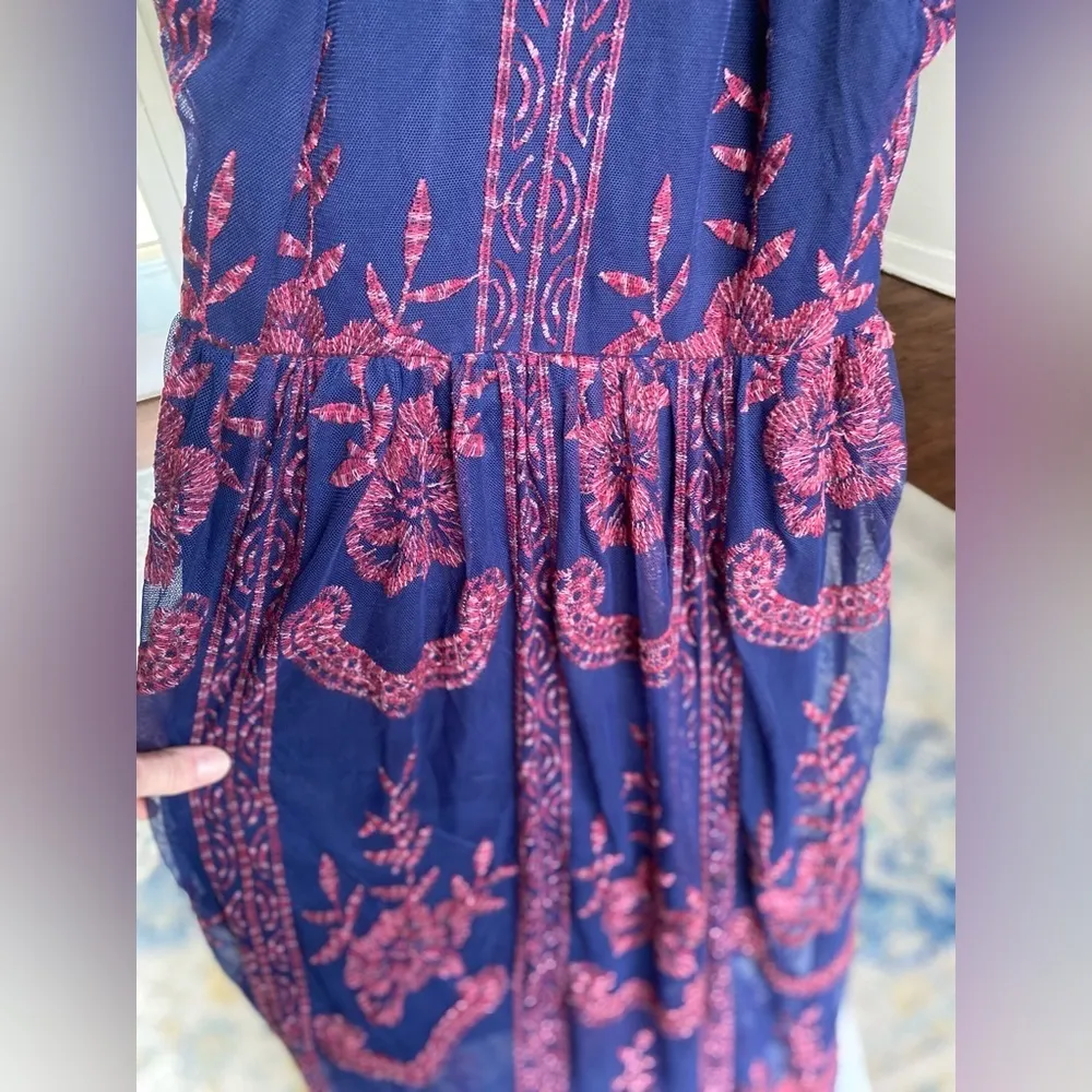 Altar’d State Maxi Dress Halter Blue Red Parisian Wedding Event Luxe Boho Party - Image 7