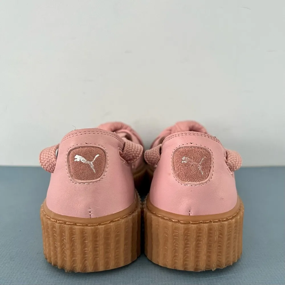 Puma x Fenty by Rihanna Pink Bow Lace Up Leather Creeper Platform Sandals - Image 8