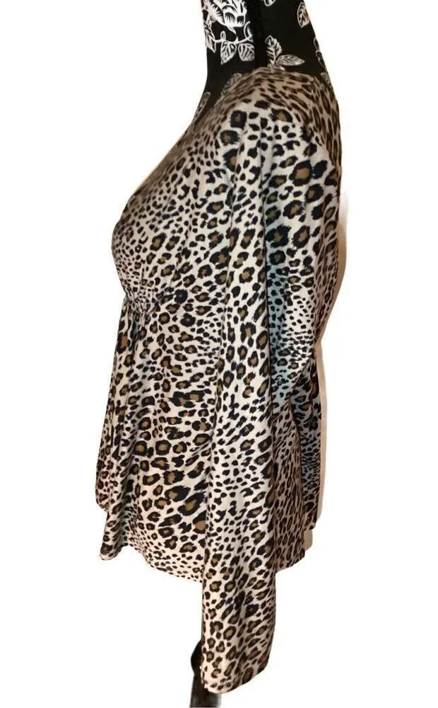 Time And Tru Leopard Maternity Long Sleeve Shirt Jungle Cat Animal Print - Image 3