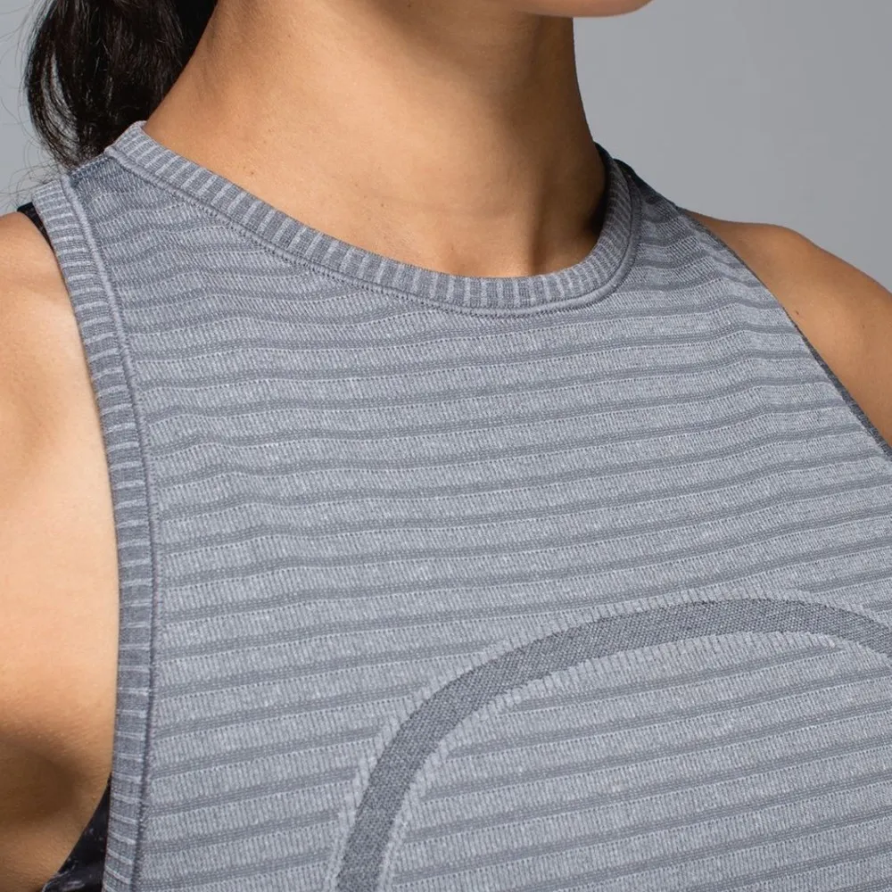 Lululemon Run: Swiftly Tech High-Neck Racerback Tank Top - Stripe Slate Size 4-6 - Image 5