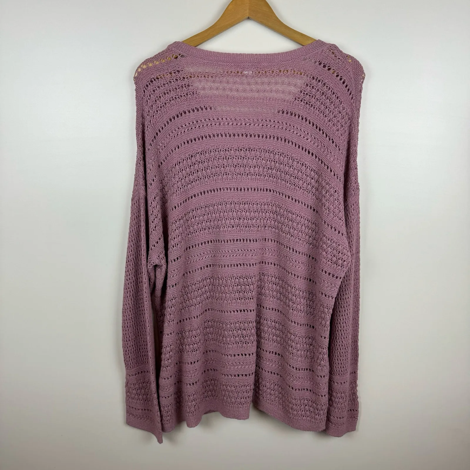 J Jill Crochet Open Weave Pink Pullover Sweater Sz L | Beachy Coastal Grandma Size L - Image 8