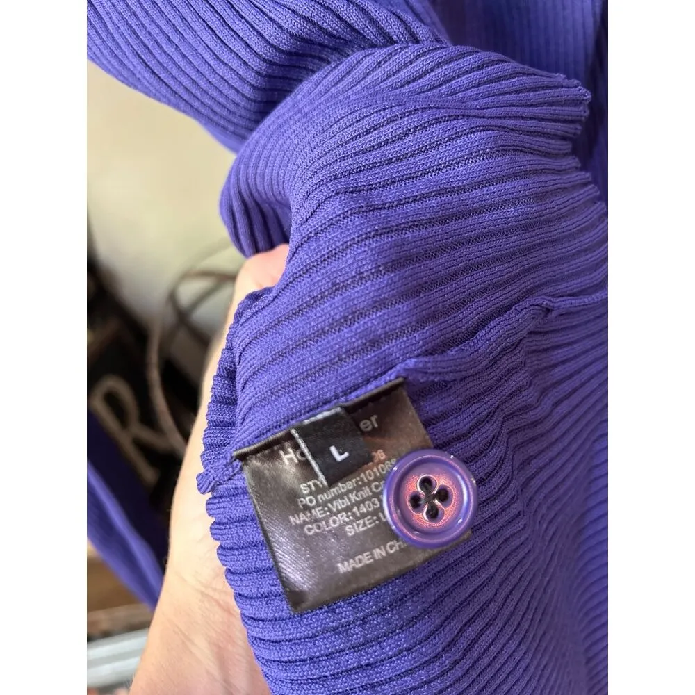 Holzweiler Vibi Foled Neck Knit Cardigan Sweater Purple Womens Size Large - Image 11