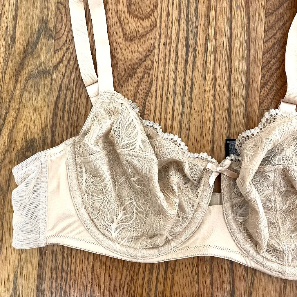 NEW NWT INC INTERNATIONAL CONCEPTS Plus Size Unlined Lace Bra Nude Beige sz 42C - Image 4