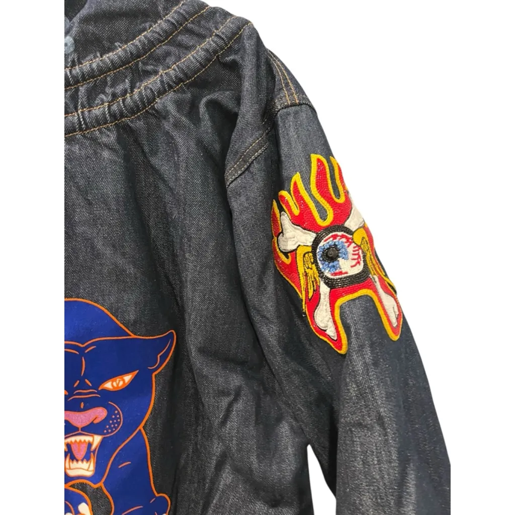VTG NWT Von Dutch Denim Beaded Laurence Jacket Size Med Unisex Cougar Dead Stock - Image 13