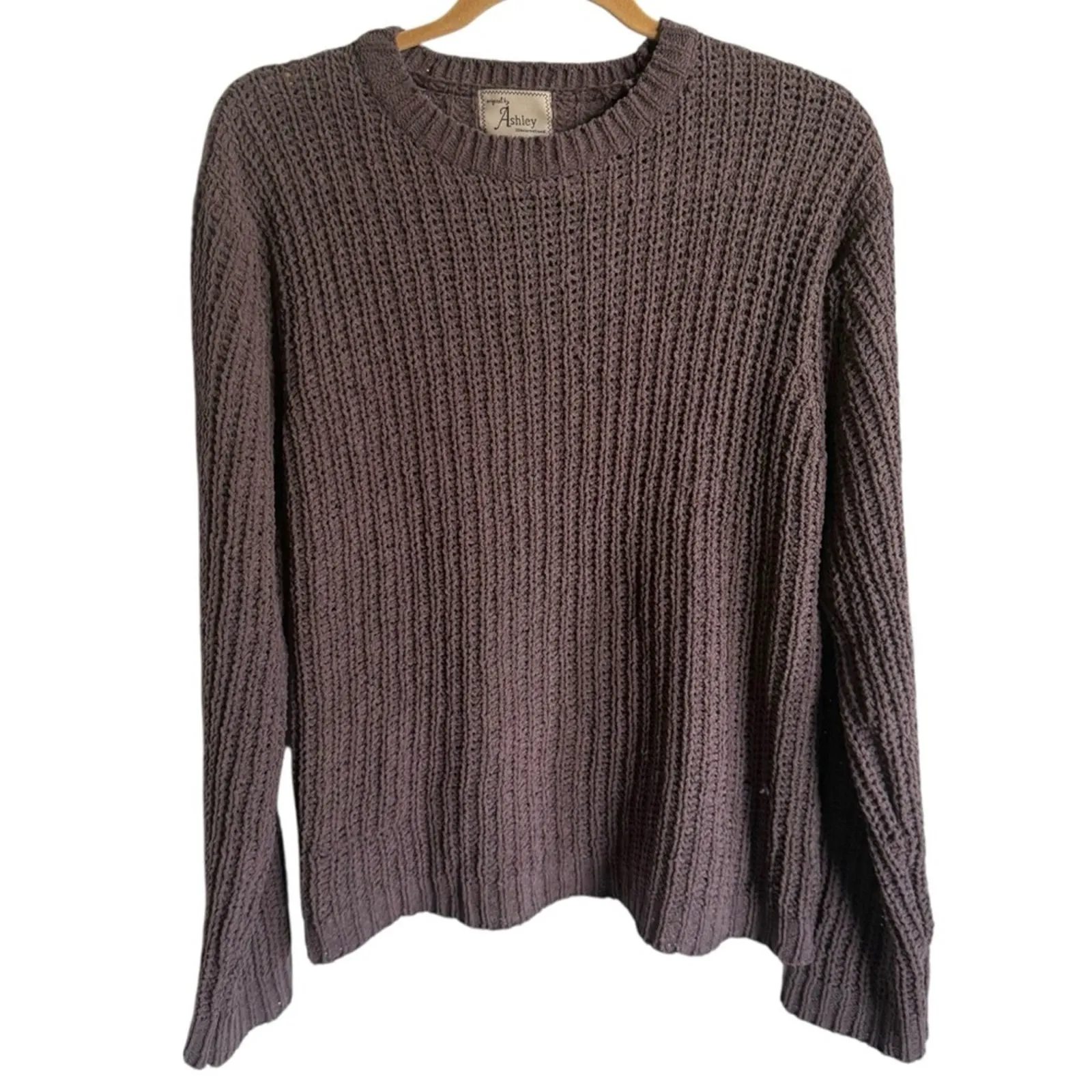 Ashley By‎ 26 International Brown Ribbed Crew Neck Sweater - Image 2