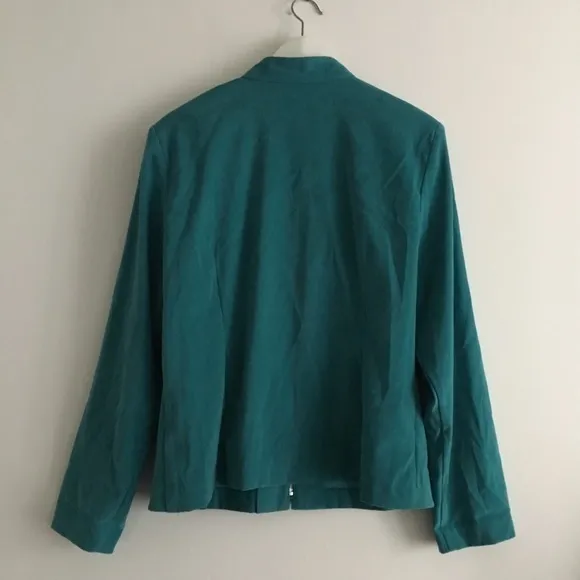 Dressbarn Teal Full zip up Jacket‎ athletic Womens Size L - Image 4
