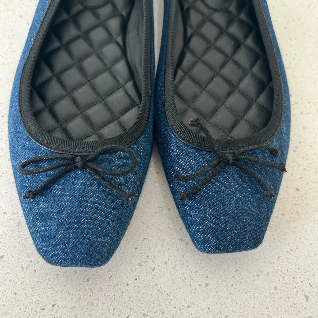 Veronica Beard Beatrix Denim Ballet Flats Size 5.5 Balletcore - Image 5