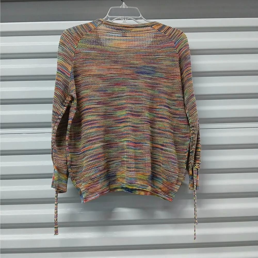 JohnPaulRichard Womens Sweater Large Crochet Knit Multicolored Pullover Boho - Image 2