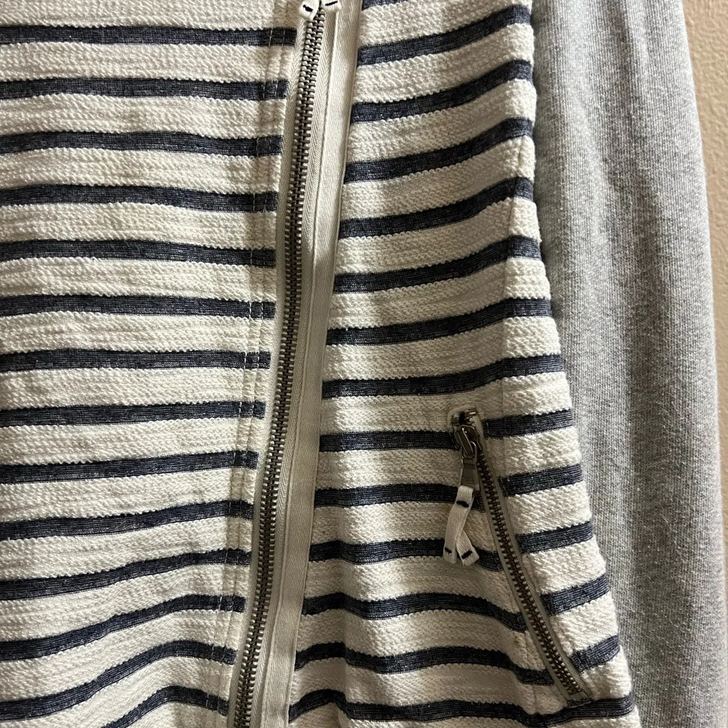 Lou & Grey By Loft Striped Zip Up Moto Jacket Size M - Image 3