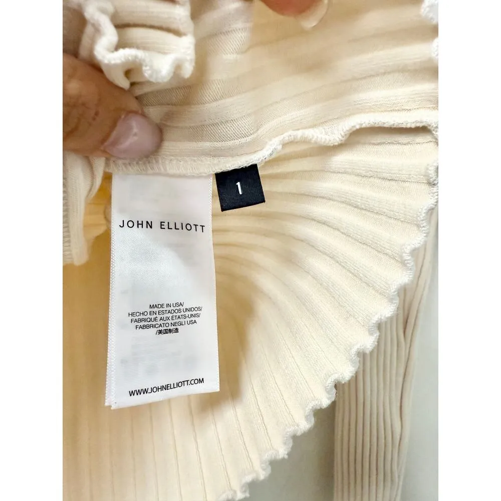 John Elliott Ginza Rib Knit Long Sleeve Cardigan & Trouser Pants Set Cream 1 / S - Image 6