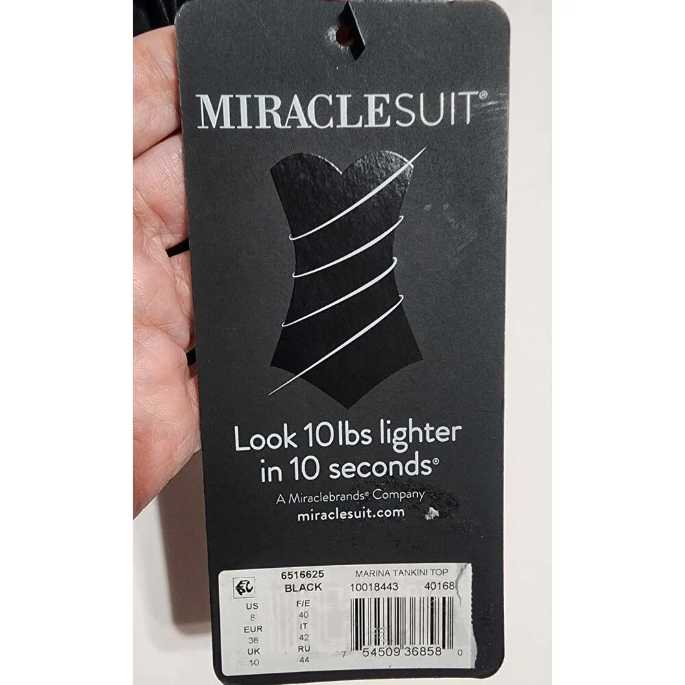 Miraclesuit Rock Solid Marina Swim Tankini Top Black 8 NEW - Image 3