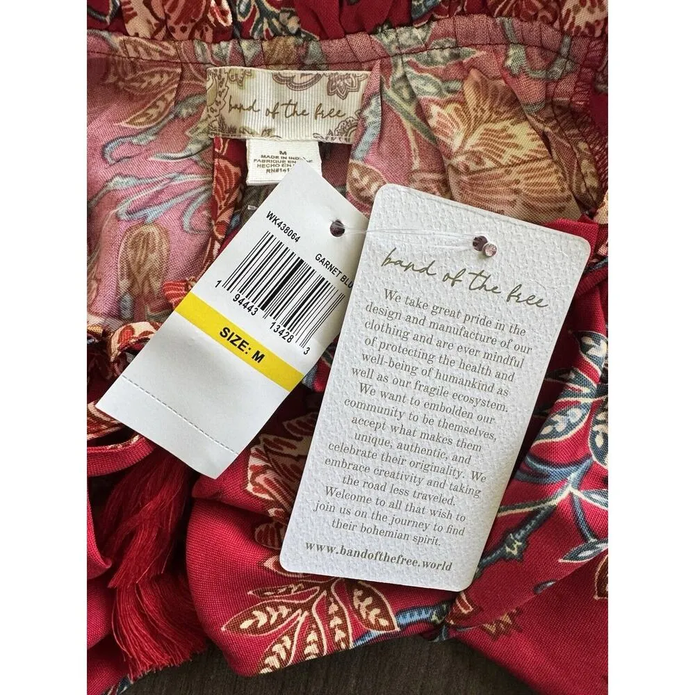 NWT Band Of The Free Connie Garnet Floral Tiered Mini Dress Size Medium - Image 7