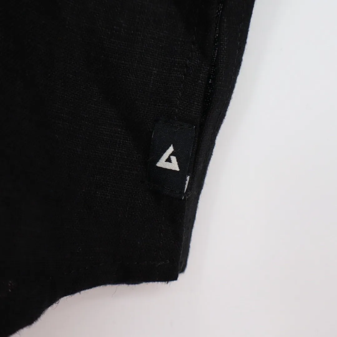 American Giant Black Linen Short Sleeve Button Up Shirt Women's XS - Image 4