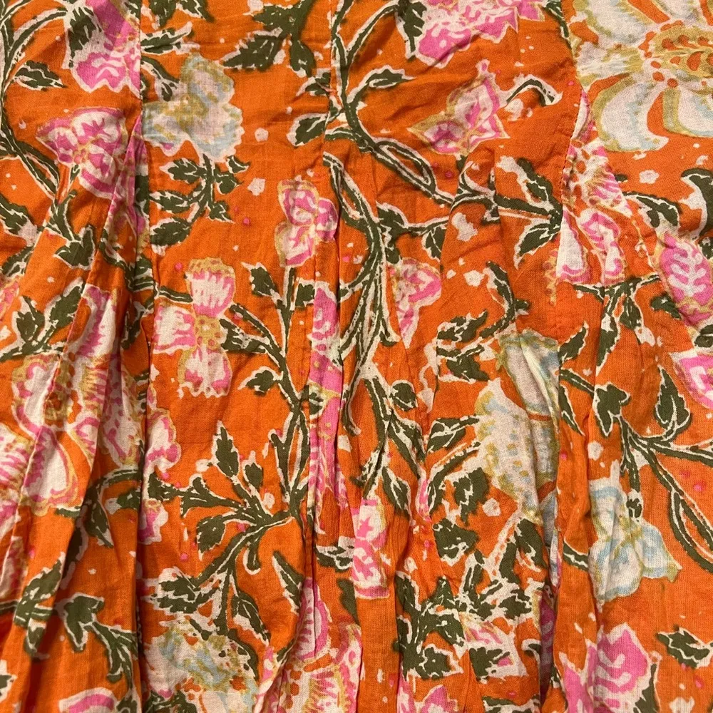 Free People End of the Island Godet Mini Skirt in Orange Nouveau Chestnut Size 0 - Image 13