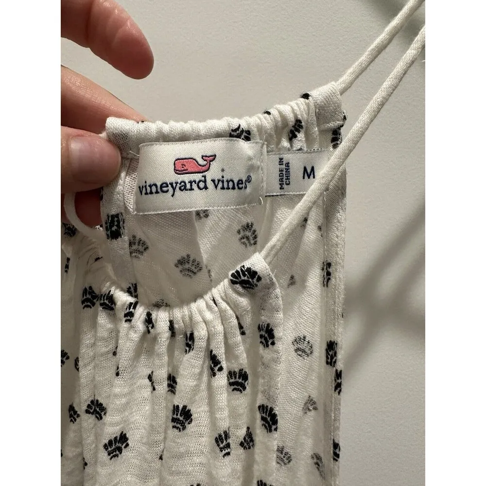 Vineyard Vines Women's Linen White Black Tie Back Halter Sleeveless Top Size M - Image 4