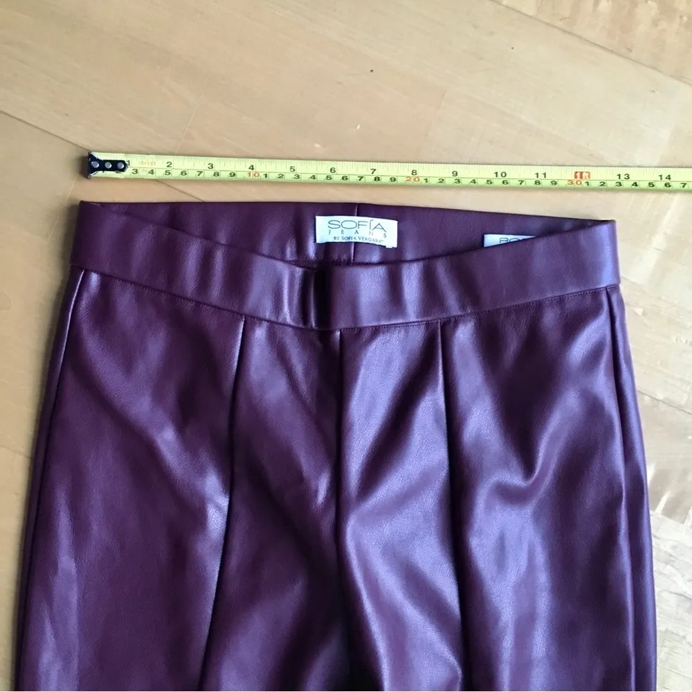 Sofia Vergara Rosa Jeggings, Zip Ankle, Burgundy, Vegan Faux Leather, Size 2 Red - Image 10