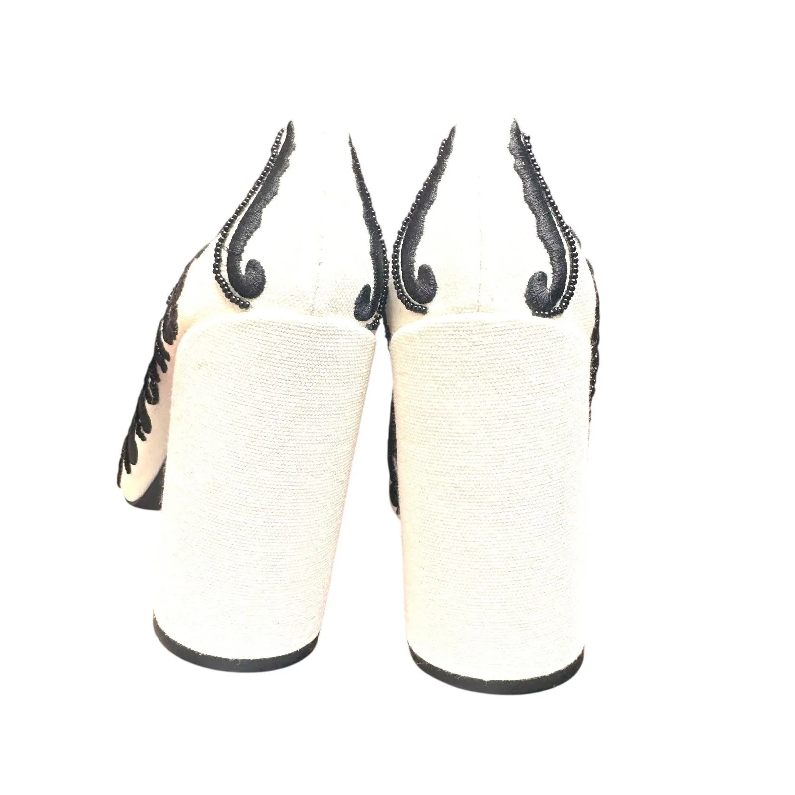 TORY‎ BURCH Lucia Embellished Canvas Heel White NWOB Sz 7 - Image 7