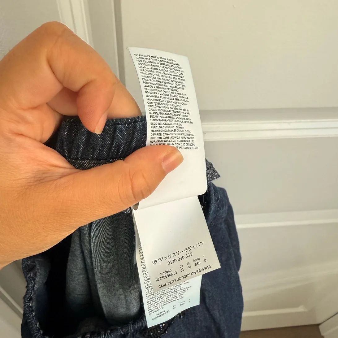 S MaxMara 2022/2023 Denim Shirt Dress Embroidered Beaded‎ US 10 - Image 8