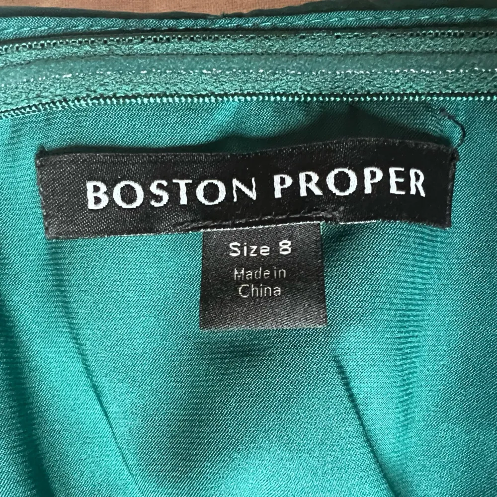 Boston Proper Emerald Green Pleated Liquid Shine Babydoll Maxi Dress Formal - 8 - Image 7