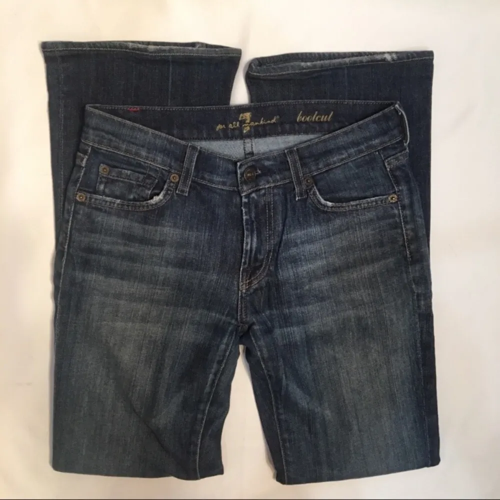 7FAMK Blue Boot cut Embellished Pocket Boot Cut Low Rise Jeans 27 - Image 2