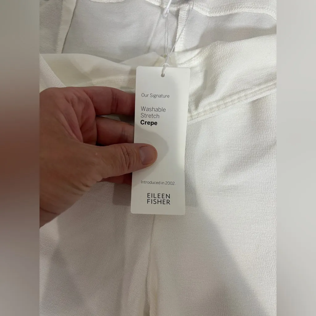 NWT Eileen Fisher Washable Stretch Crepe Pull On White Slim Bootcut Pant 1X - Image 5