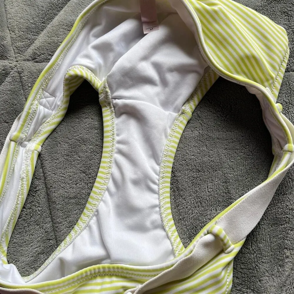 Y2K Victoria’s Secret green and white striped bikini bottom faux belt medium - Image 6