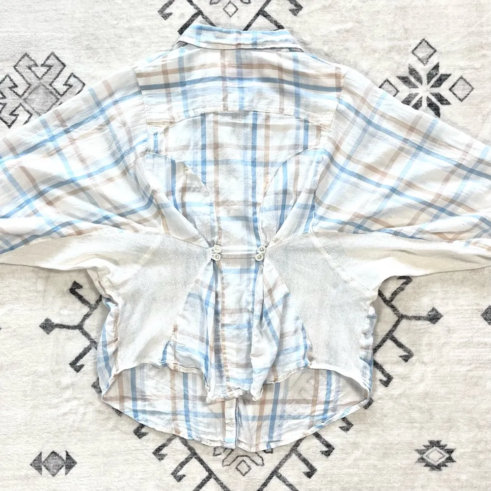 Free People Bee Keepers Pastel Plaid Button Down Shirt XS - Image 9
