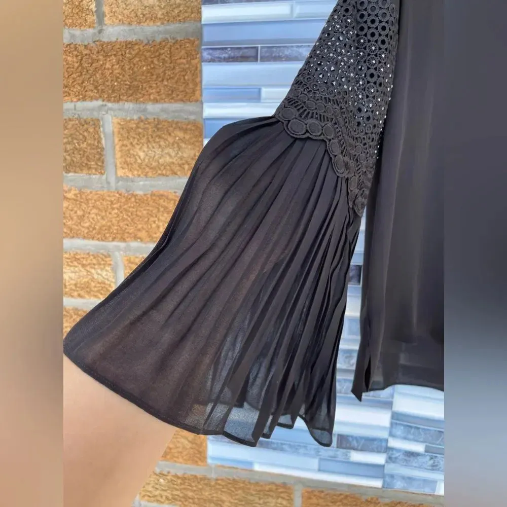 Kobi Halperin "Christine" silk blouse Large Black - Image 7