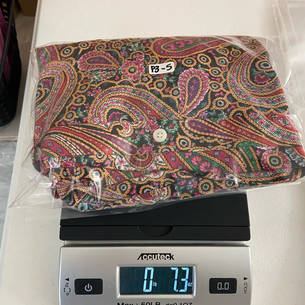 NWOT CHAPS women’s pink paisley print full‎ front button no iron shirt blouse M - Image 7