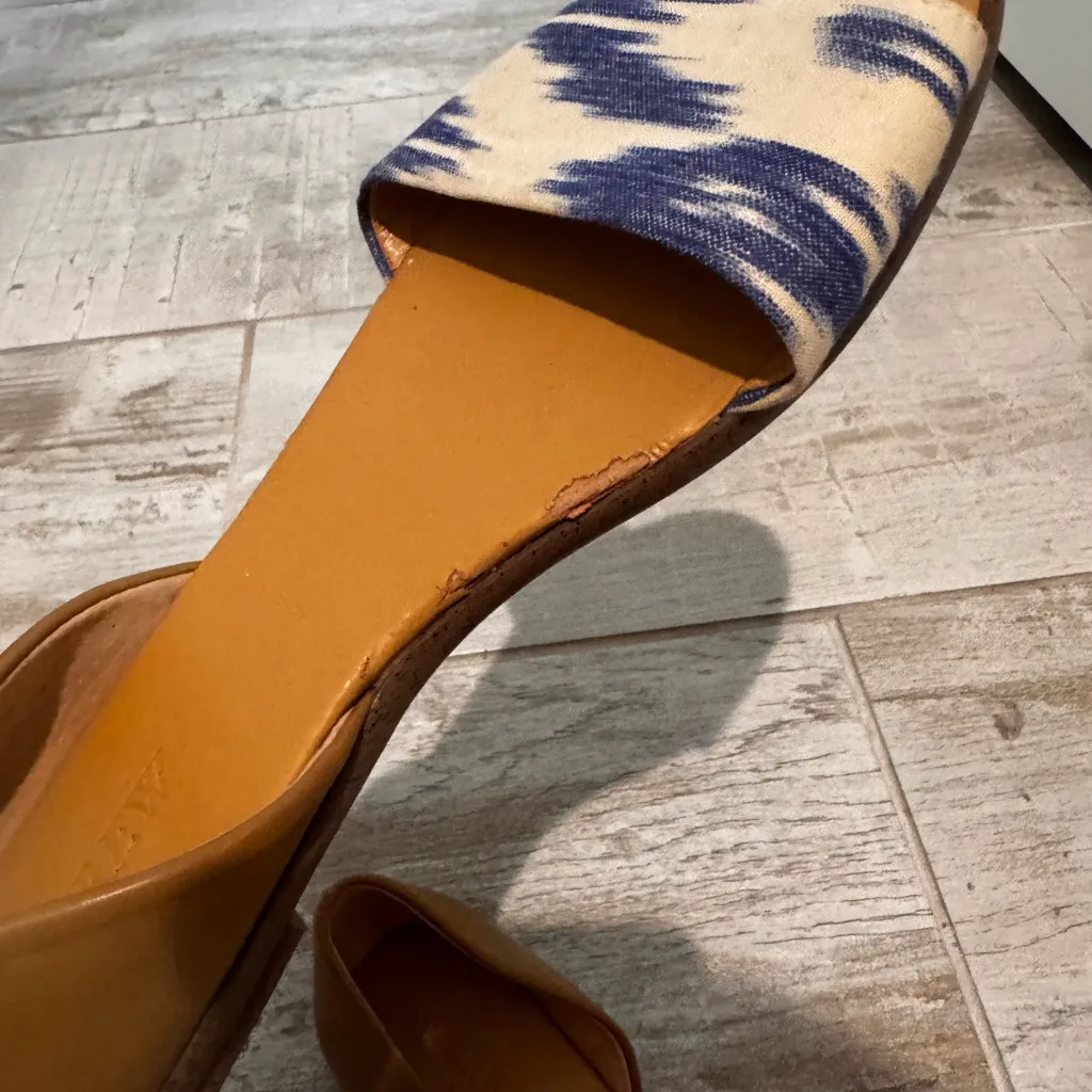 Tan and Blue Peep Toe Flats - Image 3