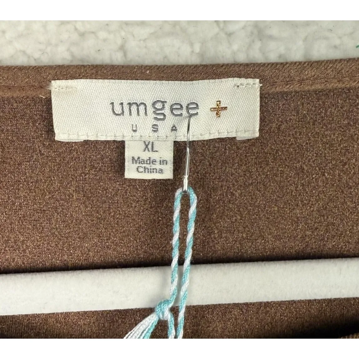 NWT Umgee Dress Womens XL Burgundy Striped Elbow Patch Swing Pockets Long Sleeve - Image 3