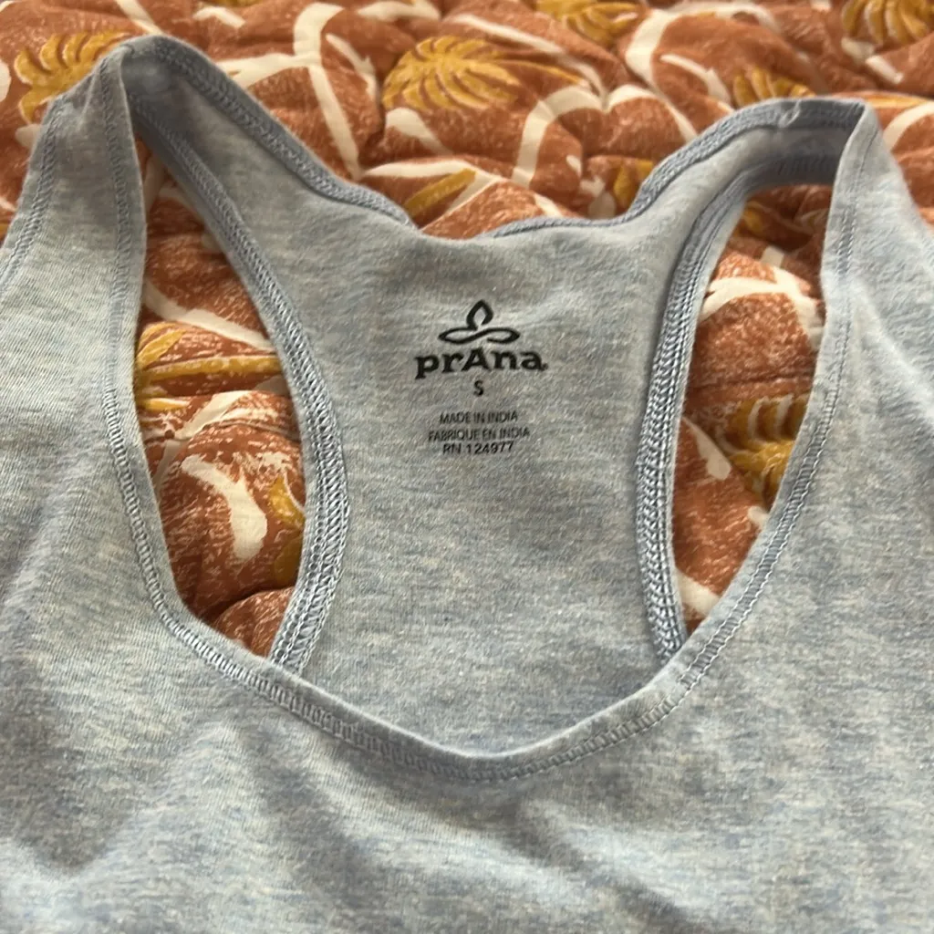 Prana early bird gets the worm print tank top racer back small organic cotton - Image 2