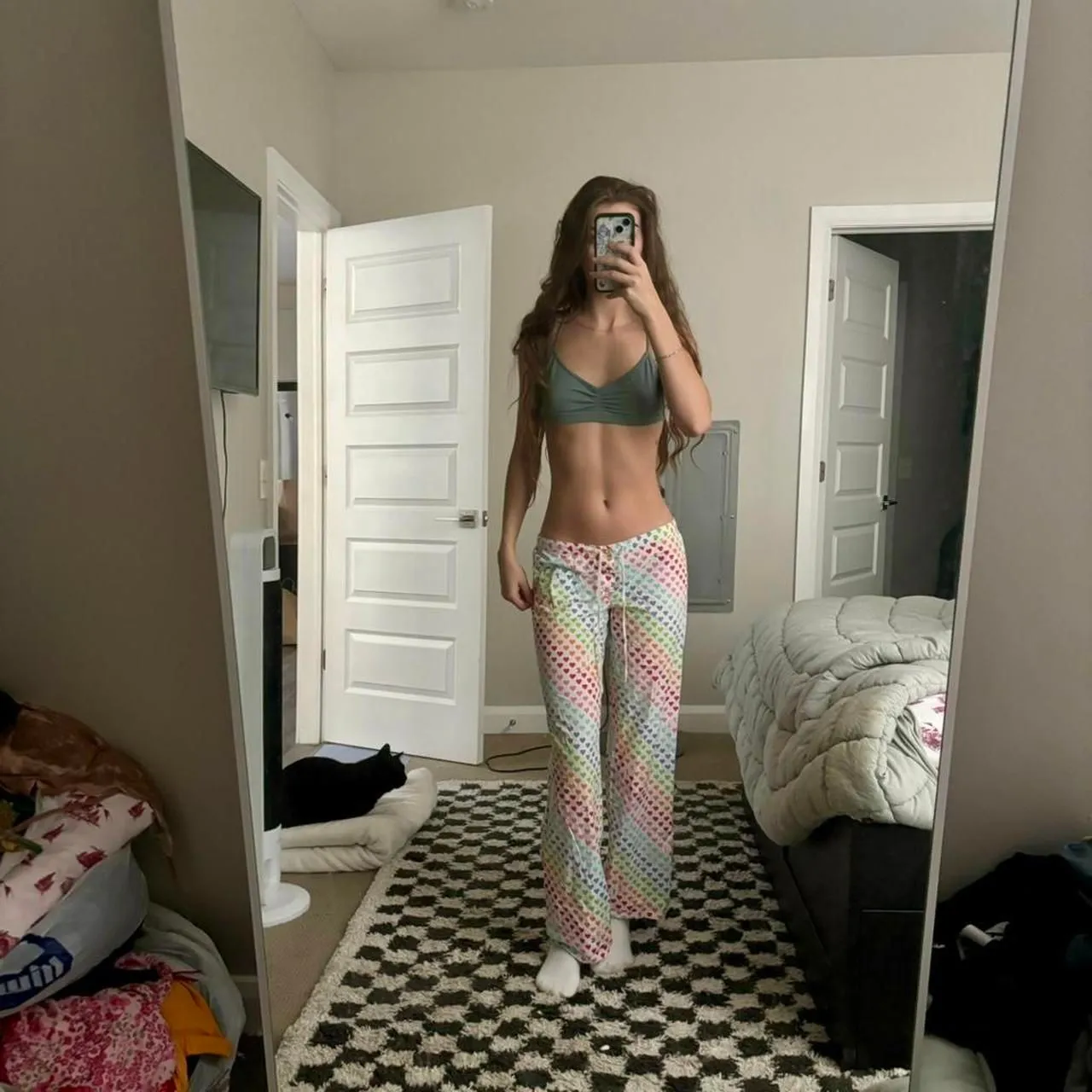 Victoria Secret Pink Colorful Heart Y2K Low Waisted Pajama Pants XS - Image 2