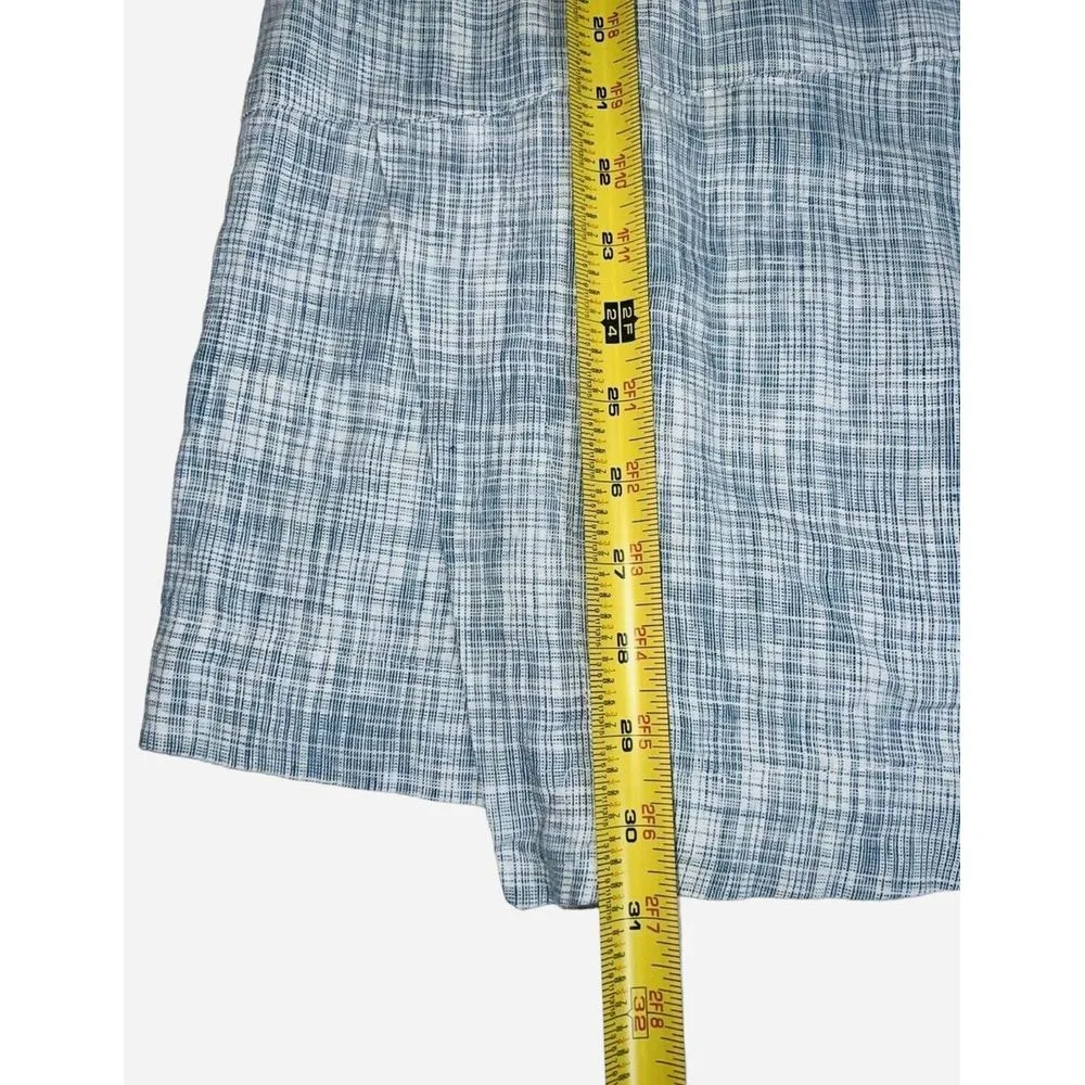 Pure Jill J.Jill Shirt Womens XS‎ Blue Agate/White Stylish 100% Linen Wrap Tunic - Image 8