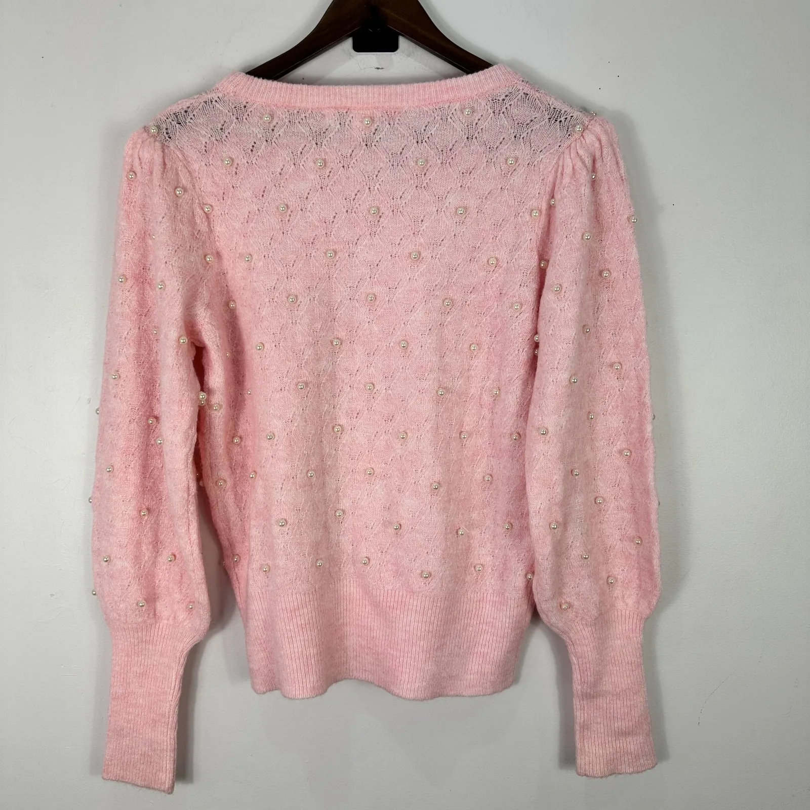 Lilly Pulitzer Pink Pearl Sweater Womens Small Puff Sleeve Coquette Dainty - Image 2