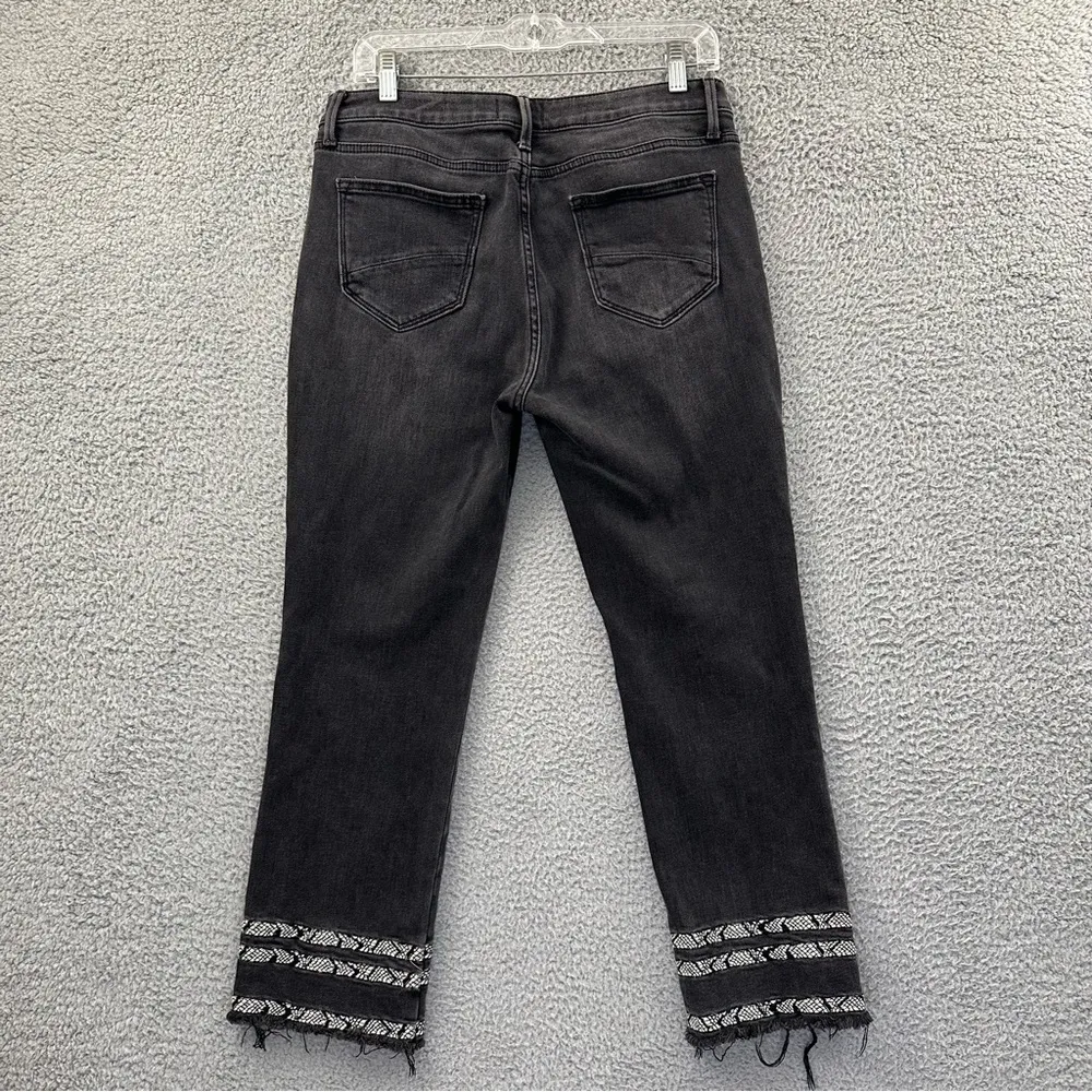 Driftwood Colette Straight Leg Crop Jeans Black Embroidered Boho Women's 30 x 25 - Image 4