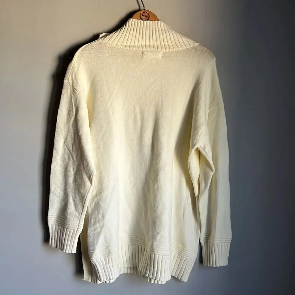 NEW Anthropologie Margarita Tunic Sweater Button Neck Cream xsmall - Image 4