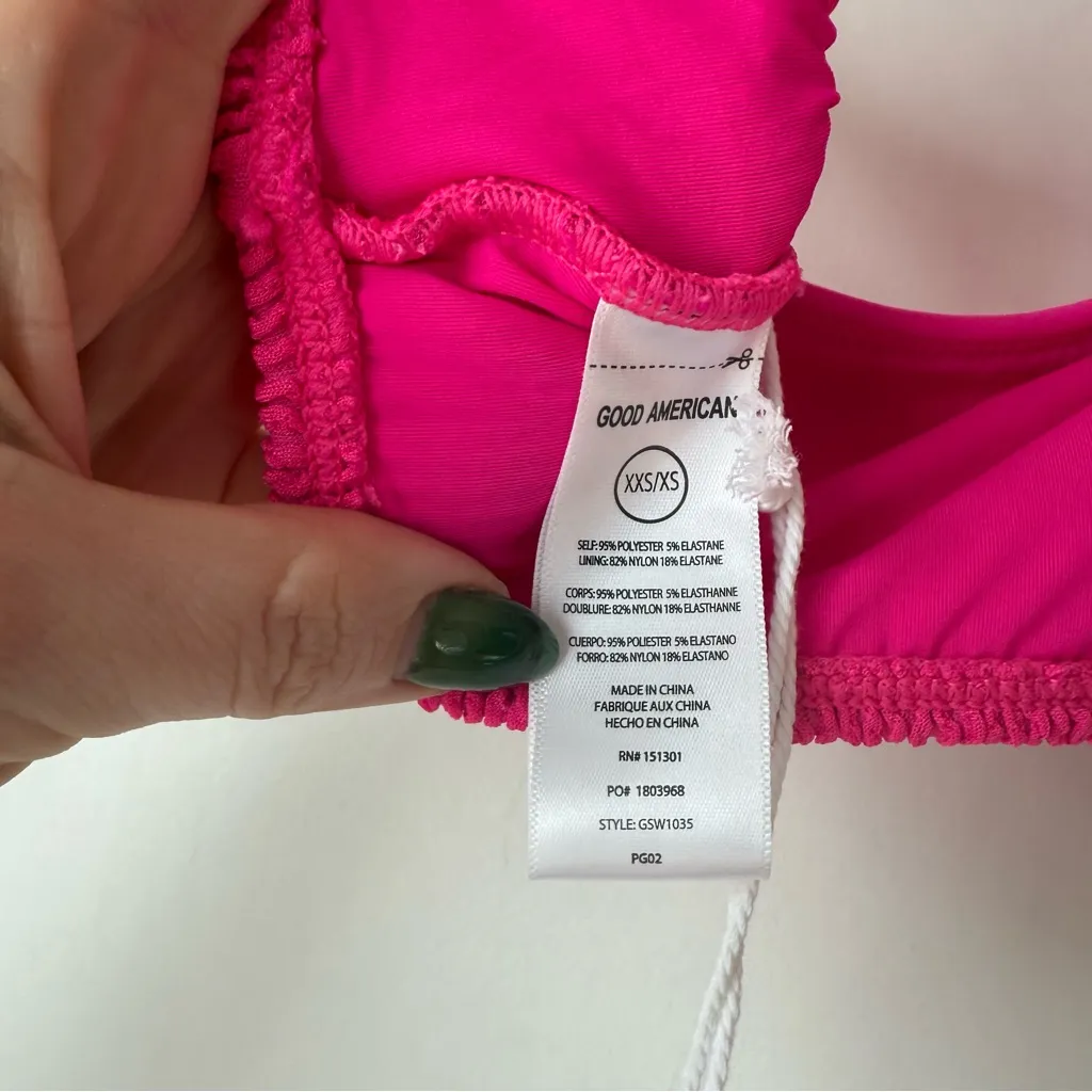Good American Always Fits Khloe Bikini Top in Pink Glow XXS/XS NWT - Image 8