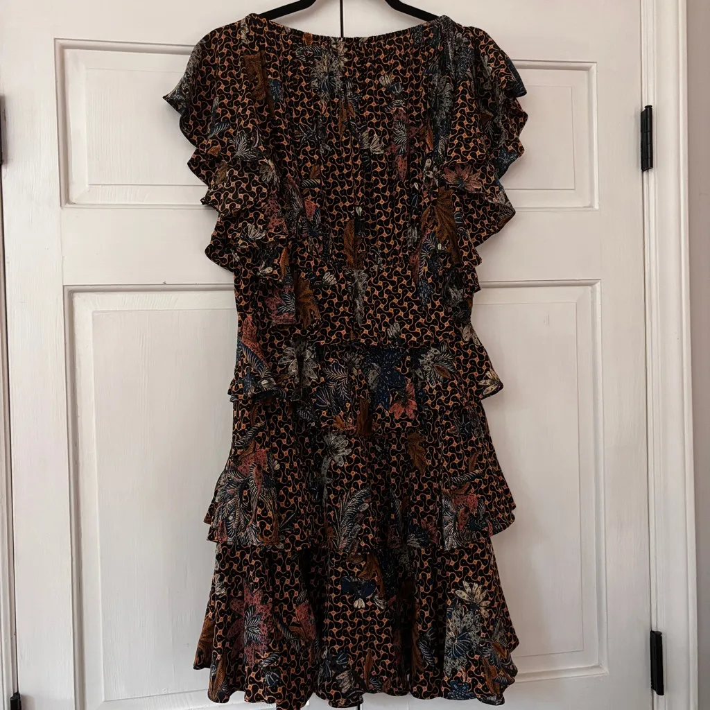 Ulla Johnson Ayla Dress Gerbera Print Ruffle 100% Silk Size 6 Ruffle Mini‎ Dress - Image 10