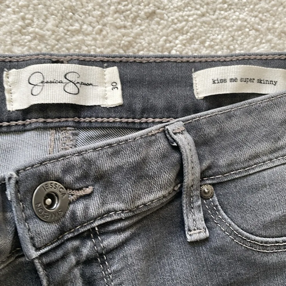 Grey Jessica Simpson Ripped Kiss Me Super Skinny Jeans - Image 4