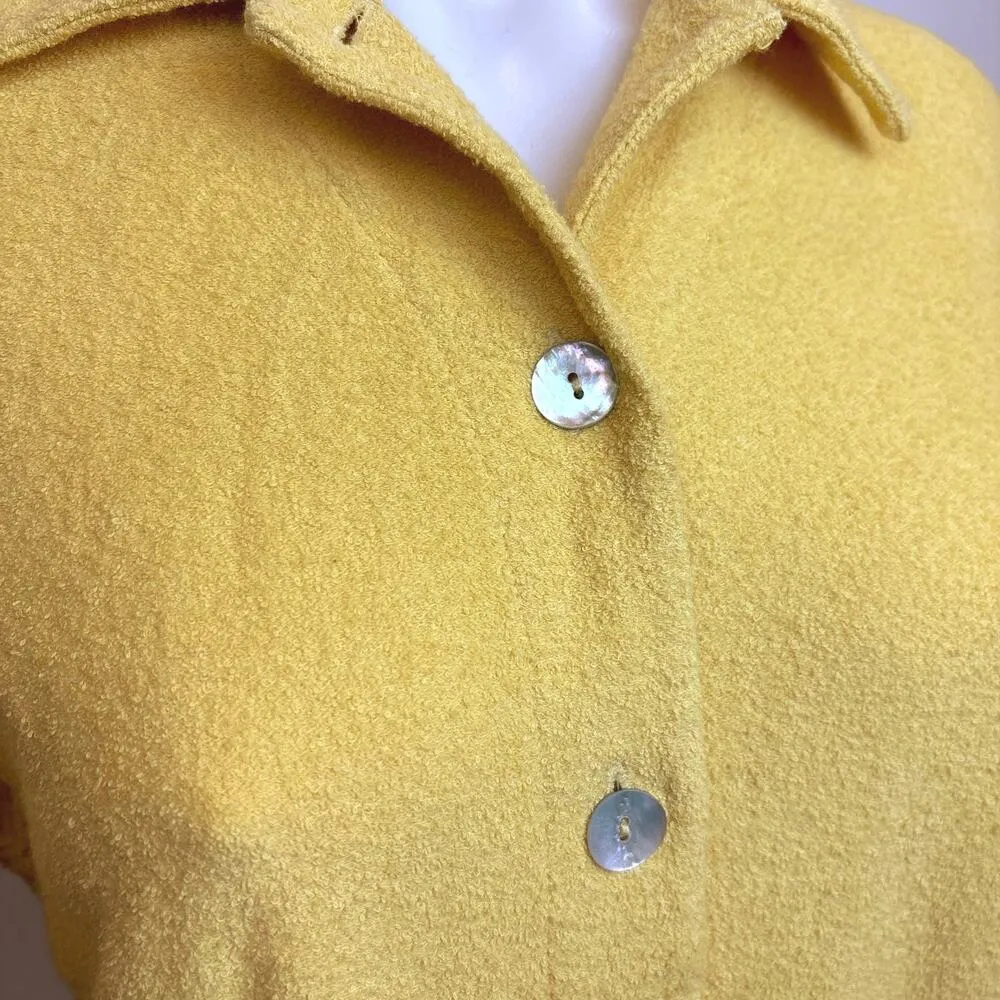 & Other Stories Yellow Button Up Collared Short Sleeve Terry Mini Shirt Dress XS - Image 5