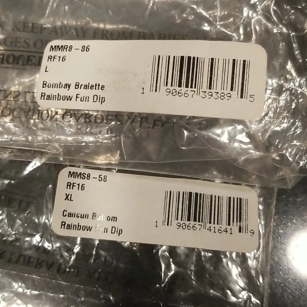 💕SHOW ME YOUR MUMU💕 Bikini Bombay Top (L) + Cancun Bottom (XL) Rainbow Fun Dip - Image 9