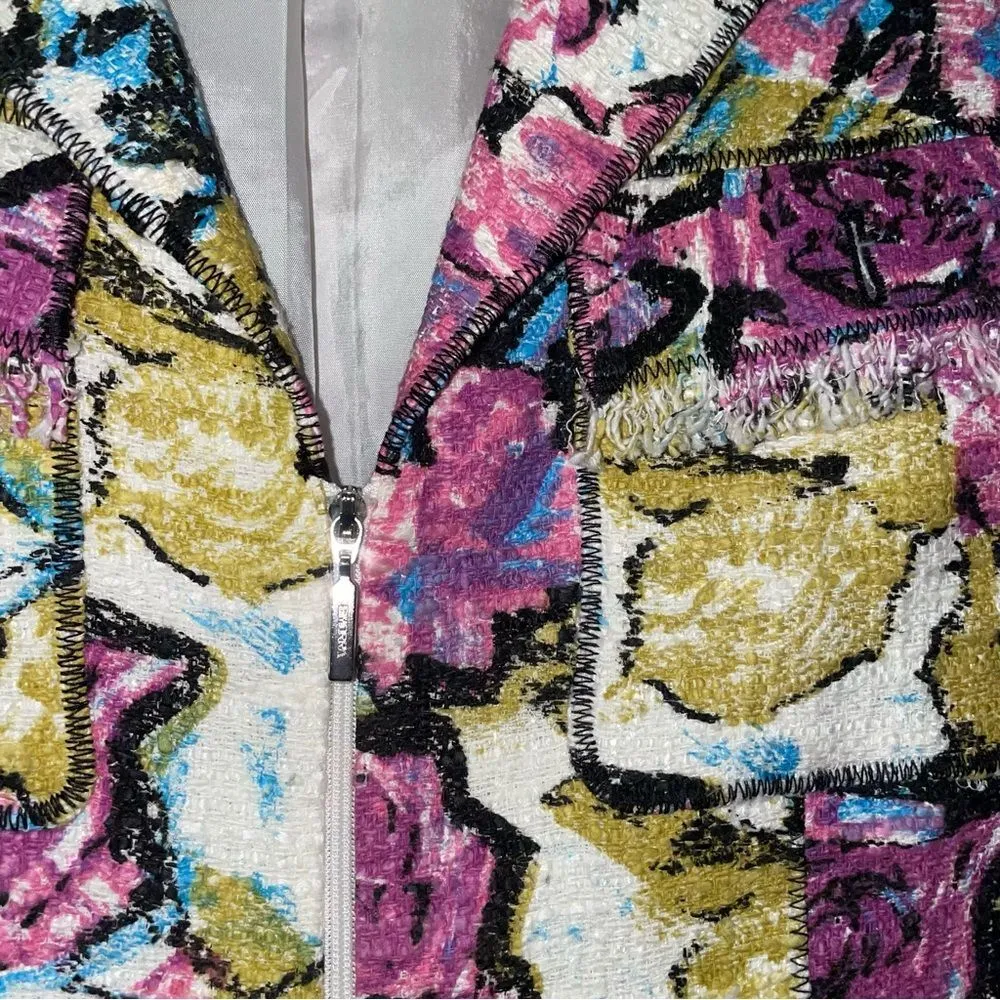 Simorra Barcelona Size 10 Jacket Stand Collar Zipper Blazer Art to Wear - Image 4