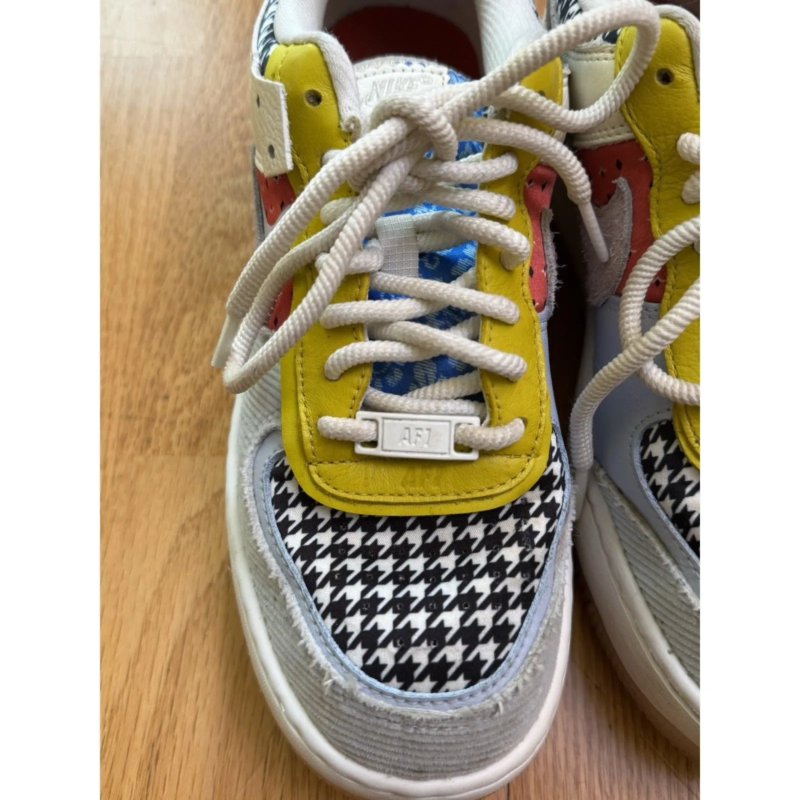 Nike Women’s Air Force 1 Patchwork Low Shadow Multi Print Houndstooth Size US 8 - Image 13