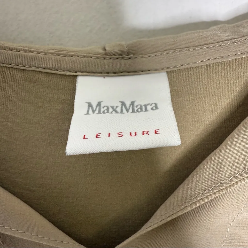 MaxMara Leisure Hooded Sleeveless Blouse Beige Tan Top Size L - Image 5