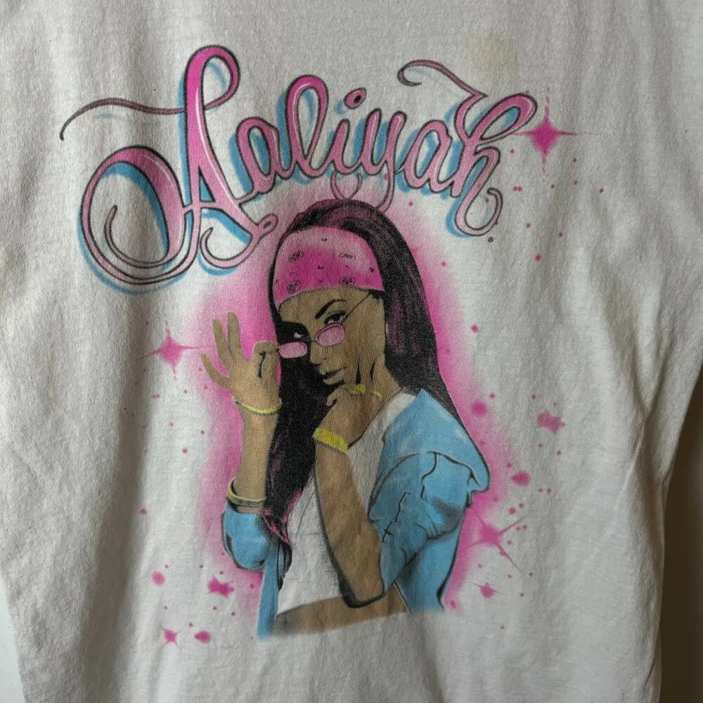 Aaliyah Rap Tee T Shirt Womens Pink XS Extra Small Singer Artist Music Graphic - Image 5