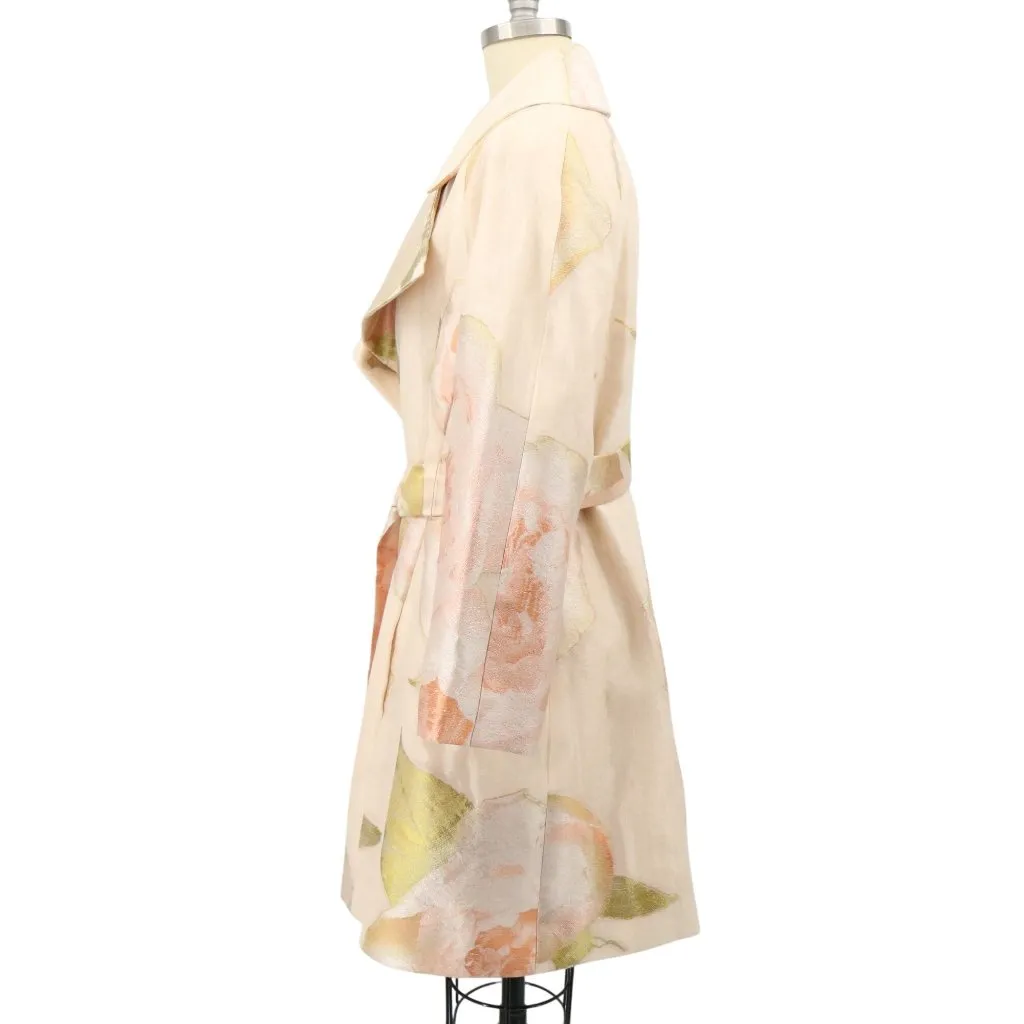 Bill Blass Saks Coat Floral Belted Union Made Jacquard Pink Jacket 12 - Image 8