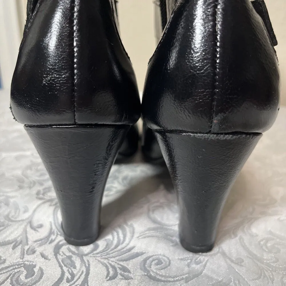 Aerosoles Ankle Boots Alaska Leather Black Heeled Bootie Size 9.5 Buckle - Image 9